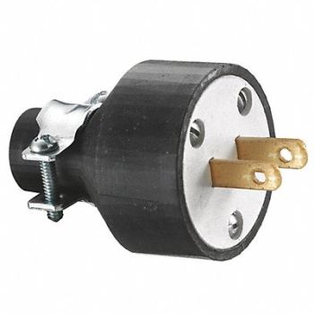 HUBBELL Blade Plug Black Nylon 125VAC 2 Poles, 49YK50