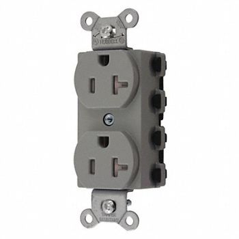 HUBBELL Receptacle Gray 1.0 HP 3 Wires Nylon, 49YK67