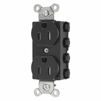 HUBBELL Receptacle Black 0.5 HP 3 Wires Nylon, 49YK69