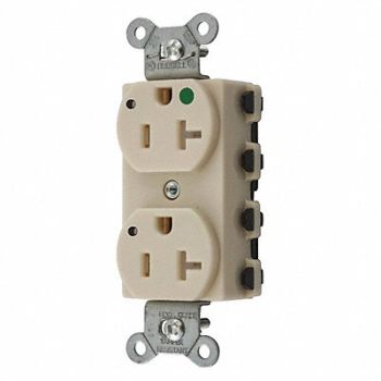 HUBBELL Receptacle Ivory 1.0 HP 20A Nylon, 49YK70