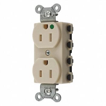 HUBBELL Receptacle Ivory 0.5 HP 15A 3 Wires, 49YK71