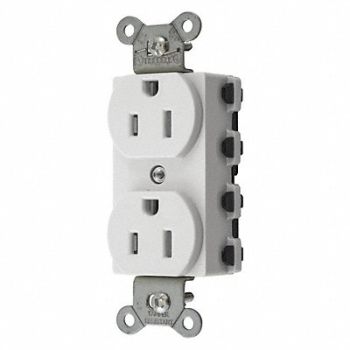 HUBBELL Receptacle White 0.5 HP 3 Wires Nylon, 49YK72