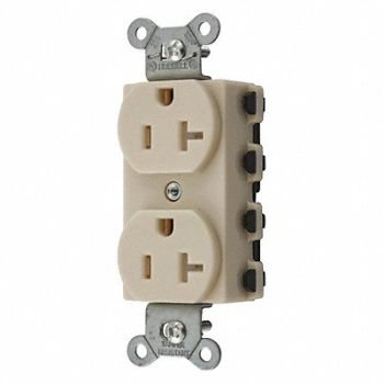 HUBBELL Receptacle Ivory 1.0 HP Flush Mounting, 49YK73