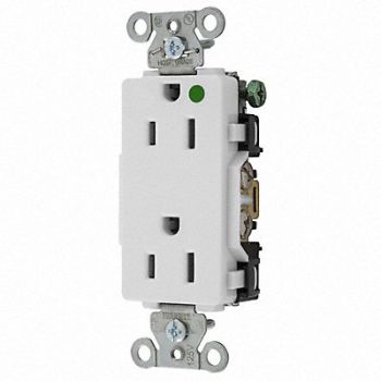 HUBBELL Receptacle Wht 0.5 HP 15A Flush Mounting, 49YK77