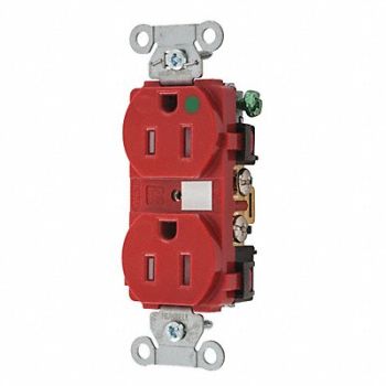 HUBBELL Receptacle Red 0.5 HP 15A Flush Mounting, 49YK82