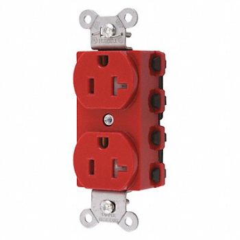 HUBBELL Receptacle Red 1.0 HP 20A Flush Mounting, 49YK84
