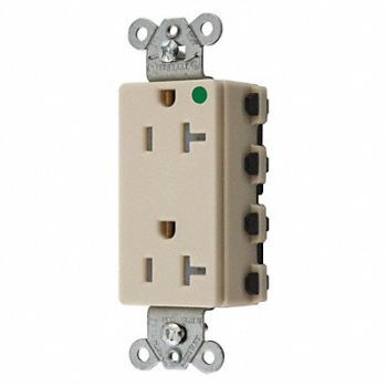HUBBELL Receptacle Ivory Flush Mounting 3 Wires, 49YK85