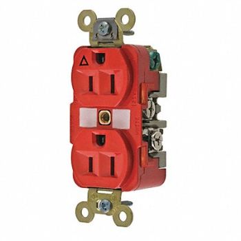 HUBBELL Receptacle Red 0.5 HP Flush Mounting, 49YK86