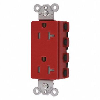 HUBBELL Receptacle Red 0.5 HP 20A 3 Wires Nylon, 49YK87