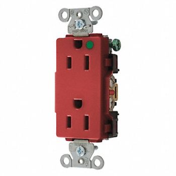 HUBBELL Receptacle Red 0.5 HP 3 Wires Nylon, 49YK90