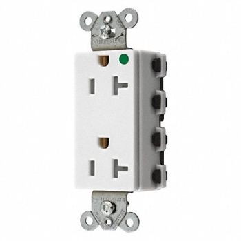 HUBBELL Receptacle White 3 Wires Flush Mounting, 49YK94