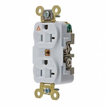 HUBBELL Receptacle White 1.0 HP 3 Wires 2 Poles, 49YK95