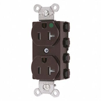 HUBBELL Receptacle Brown 20A 3 Wires Nylon, 49YL03
