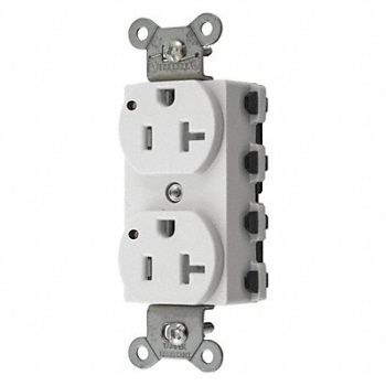 HUBBELL Receptacle White 3 Wires 2 Poles, 49YK99