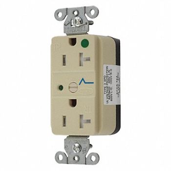 HUBBELL Receptacle Ivory 3 Wires Flush Mounting, 49YL01