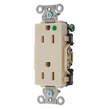 HUBBELL Receptacle Ivory 0.5 HP 3 Wires 2 Poles, 49YL08