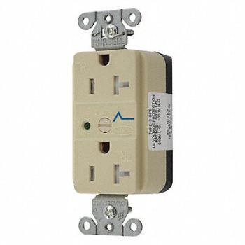 HUBBELL Receptacle Ivory 1.0 HP 2 Poles Nylon, 49YL12