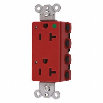 HUBBELL Receptacle Red 1.0 HP 20A 3 Wires Nylon, 49YL22
