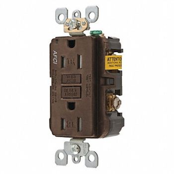 HUBBELL Receptacle Brown 0.5 HP 15A 125VAC Nylon, 49YL25