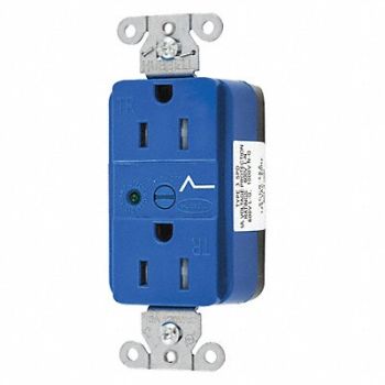 HUBBELL Receptacle Blue 125VAC 15A 3 Wires Nylon, 49YL29