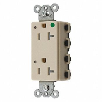 HUBBELL Receptacle Ivory 3 Wires 2 Poles, 49YL31