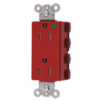 HUBBELL Receptacle Red 0.5 HP 15A 3 Wires Nylon, 49YL34