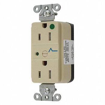 HUBBELL Receptacle Ivory 3 Wires 2 Poles 125VAC, 49YL36