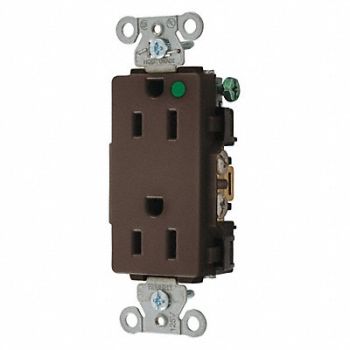 HUBBELL Receptacle Brown 125VAC 3 Wires Nylon, 49YL38