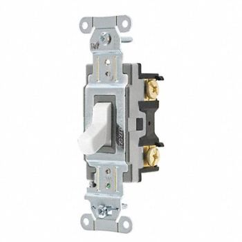 HUBBELL Wall Switch 20A White 1 HP 1-Pole Switch, 49YL40