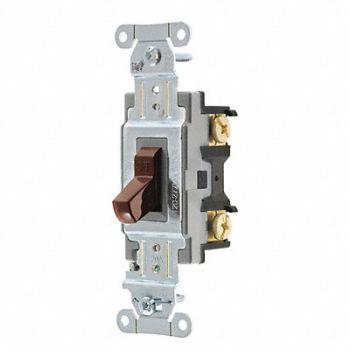 HUBBELL Wall Switch 20A Brown 1 HP 2-Pole Switch, 49YL56