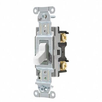 HUBBELL Wall Switch 15A Wht 1/2 HP 1-Pole Switch, 49YL44