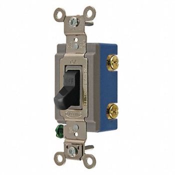 HUBBELL Wall Switch 15A Black 1 HP 1-Pole Switch, 49YL45
