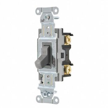 HUBBELL Wall Switch 20A Gray 1 HP 1-Pole Switch, 49YL47