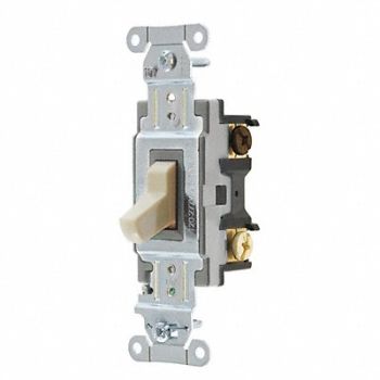 HUBBELL Wall Switch Ivory 1/2 HP 3-Way Switch, 49YL50