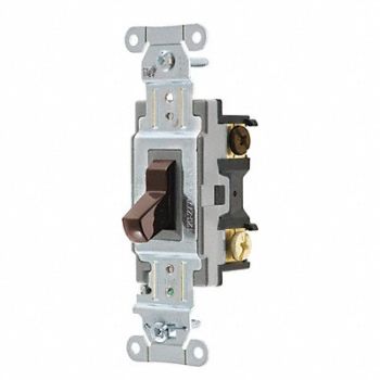 HUBBELL Wall Switch Brown 1/2 HP 3-Way Switch, 49YL55