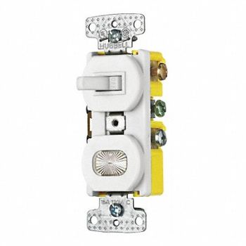 GRAINGER APPROVED Combo Device White 1P Switch/Pilot Light, 49YL69