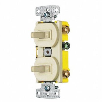 GRAINGER APPROVED Device Ivory Duplex Switch Wiring, 49YL70