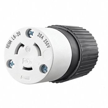 GRAINGER APPROVED Locking Connector Black/White 250VAC 20A, 49YW97