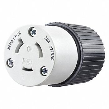 GRAINGER APPROVED Locking Connector Black/White 277VAC 20A, 49YW99