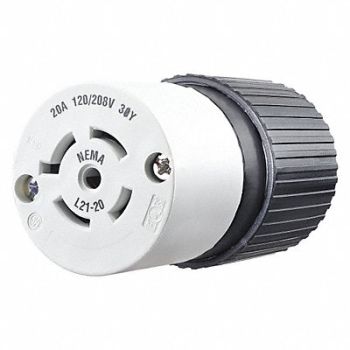 GRAINGER APPROVED Locking Connector Black/White 120/208VAC, 49YX08