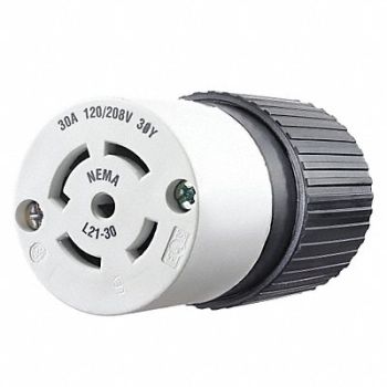 GRAINGER APPROVED Locking Connector Black/White 120/208VAC, 49YX09