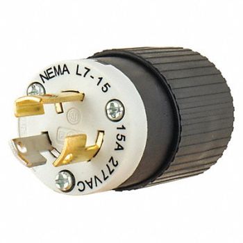 GRAINGER APPROVED Locking Plug Black/Wht 277VAC 2.0 HP 15A, 49YX19