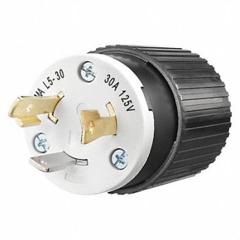 GRAINGER APPROVED Locking Plug Black/Wht 125VAC 2.0 HP 30A, 49YX23