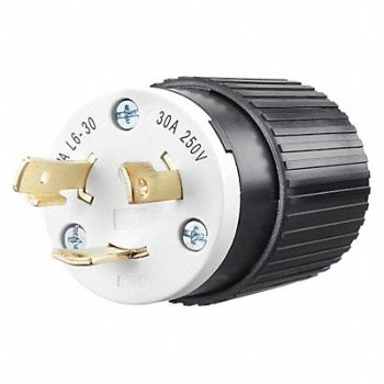GRAINGER APPROVED Locking Plug Black/Wht 250VAC 2.0 HP 30A, 49YX27