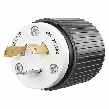 GRAINGER APPROVED Locking Plug Black/Wht 277VAC 2.0 HP 20A, 49YX28