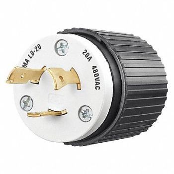 GRAINGER APPROVED Locking Plug Black/Wht 480VAC 3.0 HP 20A, 49YX29