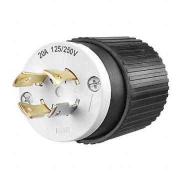 GRAINGER APPROVED Locking Plug Black/White 125/250VAC 20A, 49YX30