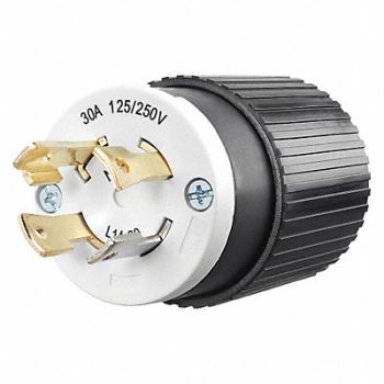 GRAINGER APPROVED Locking Plug Black/Wht 125/250VAC 2.0 HP, 49YX31