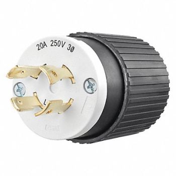GRAINGER APPROVED Locking Plug Black/Wht 250VAC 3.0 HP 20A, 49YX32
