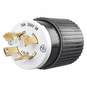 GRAINGER APPROVED Locking Plug Black/Wht 250VAC 3.0 HP 30A, 49YX33